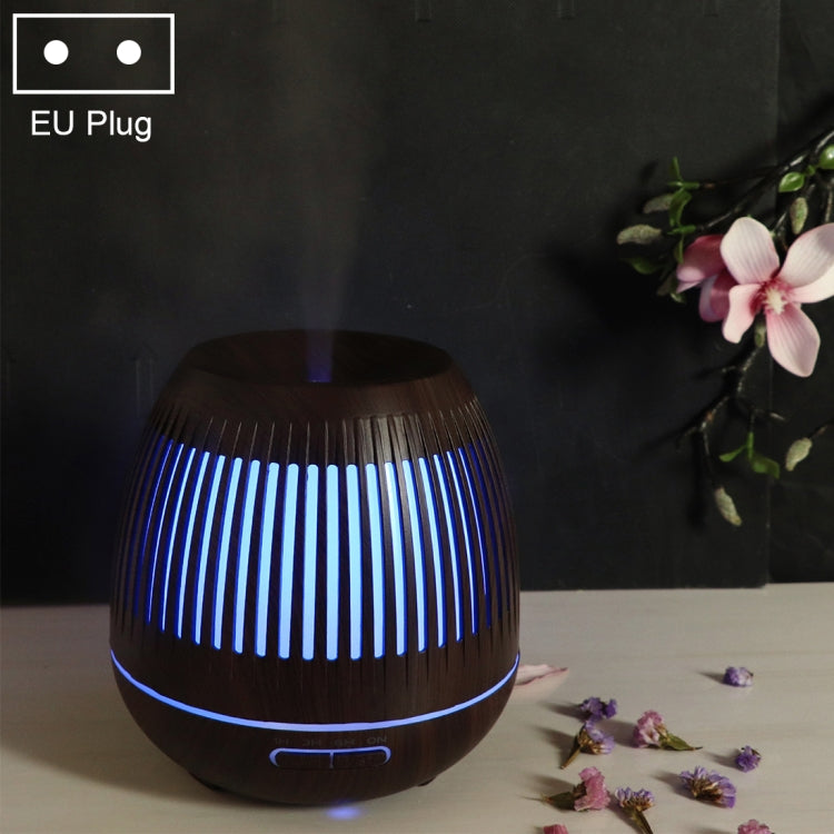 เครื่องเพิ่มความชื้นอโรมาเครื่องฟอกอากาศลายไม้กลวง 400 มล. พร้อมไฟ LED สีสันสดใส ปลั๊ก EU ปลั๊ก UK ปลั๊ก US