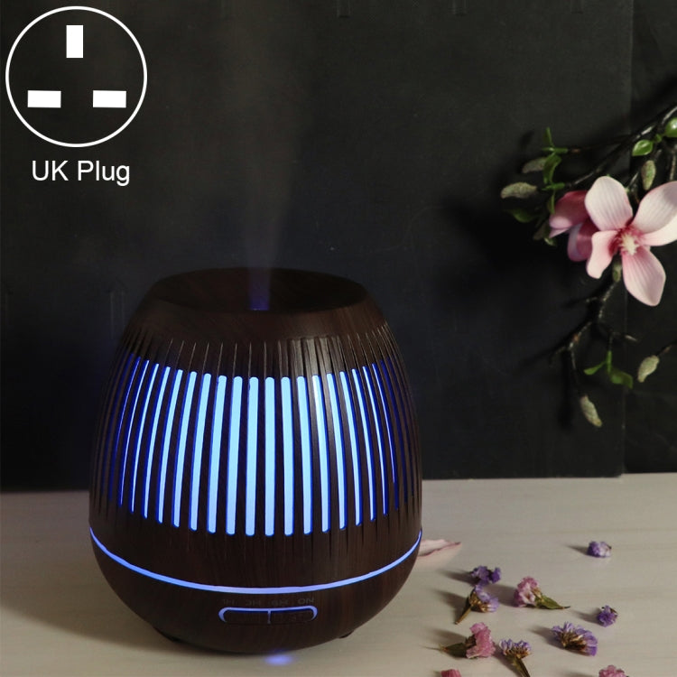 เครื่องเพิ่มความชื้นอโรมาเครื่องฟอกอากาศลายไม้กลวง 400 มล. พร้อมไฟ LED สีสันสดใส ปลั๊ก EU ปลั๊ก UK ปลั๊ก US