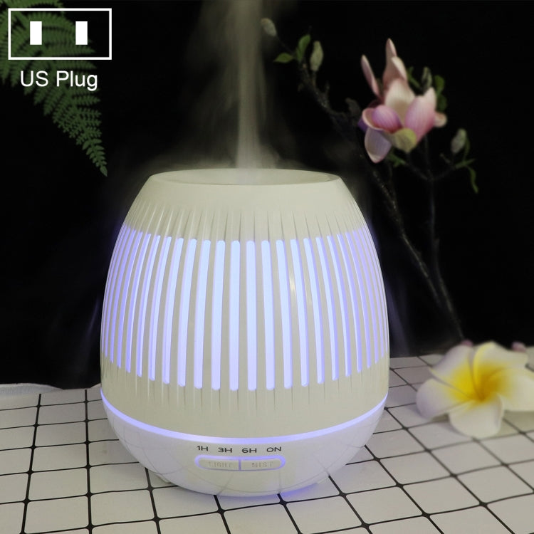 เครื่องเพิ่มความชื้นอโรมาเครื่องฟอกอากาศลายไม้กลวง 400 มล. พร้อมไฟ LED สีสันสดใส ปลั๊ก EU ปลั๊ก UK ปลั๊ก US