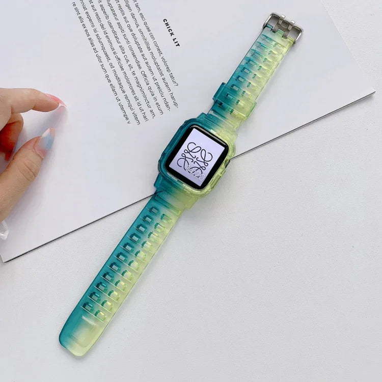 สาย TPU โปร่งใสไล่เฉดสีเจลลี่ สำหรับ Apple Watch Series, 7 41มม. / 6&SE&5&4 40มม. / 3&2&1 38มม., 7 45มม. / 6&SE&5&4 44มม. / 3&2&1 42มม.