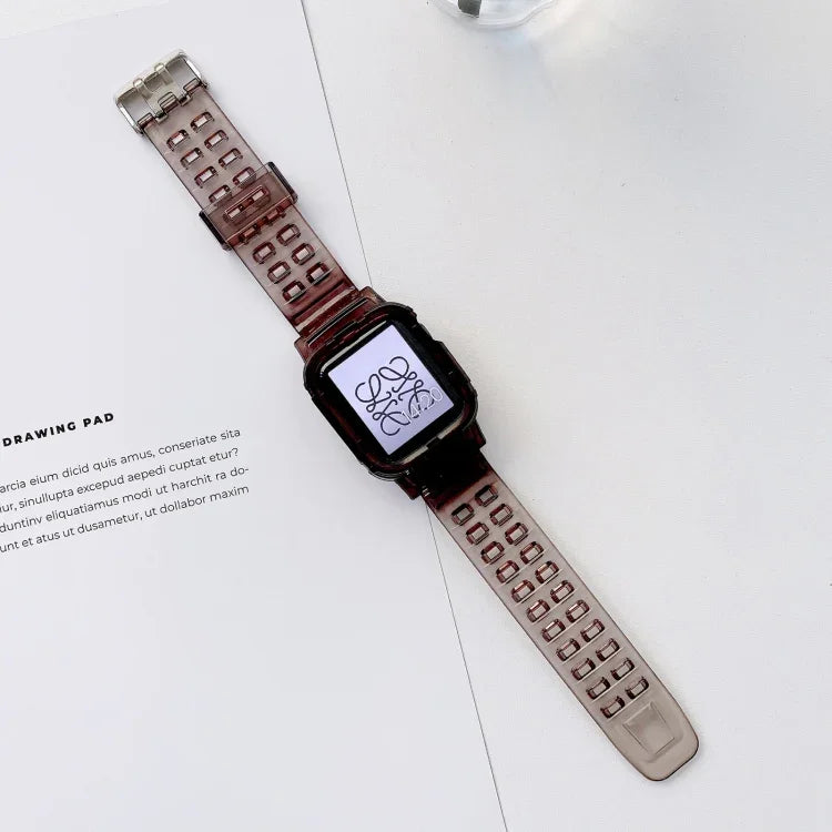 สาย TPU โปร่งใสไล่เฉดสีเจลลี่ สำหรับ Apple Watch Series, 7 41มม. / 6&SE&5&4 40มม. / 3&2&1 38มม., 7 45มม. / 6&SE&5&4 44มม. / 3&2&1 42มม.