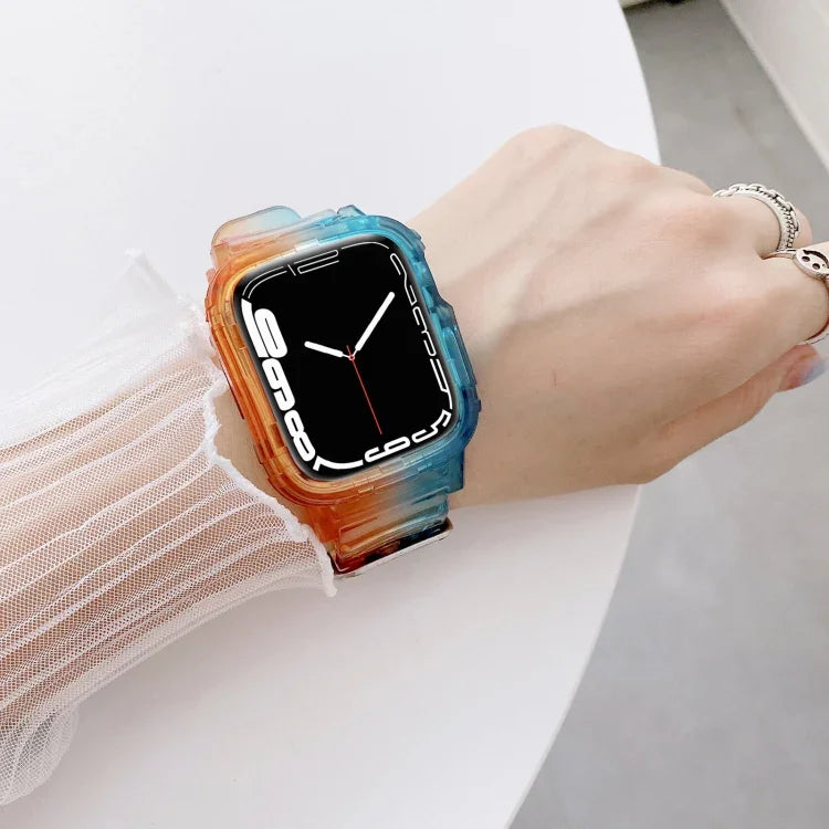สาย TPU โปร่งใสไล่เฉดสีเจลลี่ สำหรับ Apple Watch Series, 7 41มม. / 6&SE&5&4 40มม. / 3&2&1 38มม., 7 45มม. / 6&SE&5&4 44มม. / 3&2&1 42มม.