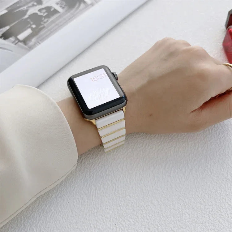 สายเหล็กเซรามิกเม็ดเดียวสำหรับ Apple Watch Series, 7 41มม. / 6&SE&5&4 40มม. / 3&2&1 38มม., 7 45มม. / 6&SE&5&4 44มม. / 3&2&1 42มม.
