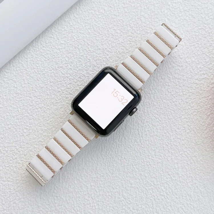 สายเหล็กเซรามิกเม็ดเดียวสำหรับ Apple Watch Series, 7 41มม. / 6&SE&5&4 40มม. / 3&2&1 38มม., 7 45มม. / 6&SE&5&4 44มม. / 3&2&1 42มม.