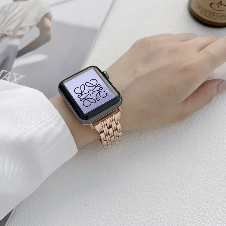 สายสแตนเลสสตีลลายห้าบาทสำหรับ Apple Watch Series, 7 41มม. / 6&SE&5&4 40มม. / 3&2&1 38มม., 7 45มม. / 6&SE&5&4 44มม. / 3&2&1 42มม.