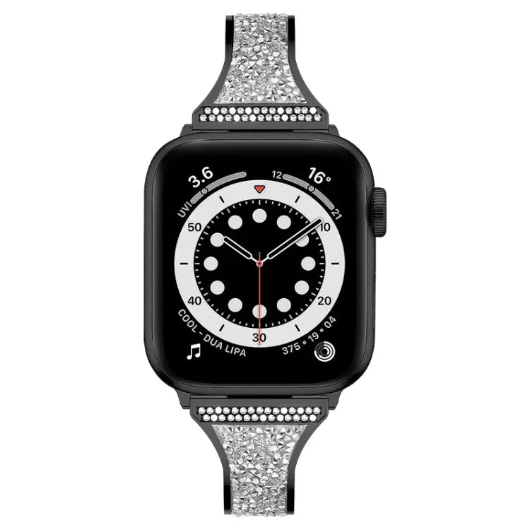 สายหนังประดับเพชรสำหรับ Apple Watch Series, 7 41มม. / 6&SE&5&4 40มม. / 3&2&1 38มม., 7 45มม. / 6&SE&5&4 44มม. / 3&2&1 42มม.