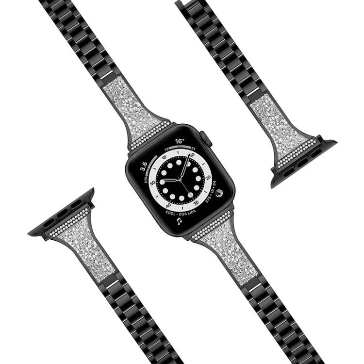 สายหนังประดับเพชรสำหรับ Apple Watch Series, 7 41มม. / 6&SE&5&4 40มม. / 3&2&1 38มม., 7 45มม. / 6&SE&5&4 44มม. / 3&2&1 42มม.