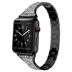 สายหนังประดับเพชรสำหรับ Apple Watch Series, 7 41มม. / 6&SE&5&4 40มม. / 3&2&1 38มม., 7 45มม. / 6&SE&5&4 44มม. / 3&2&1 42มม.