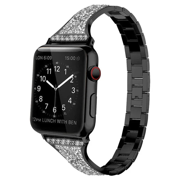สายหนังประดับเพชรสำหรับ Apple Watch Series, 7 41มม. / 6&SE&5&4 40มม. / 3&2&1 38มม., 7 45มม. / 6&SE&5&4 44มม. / 3&2&1 42มม.
