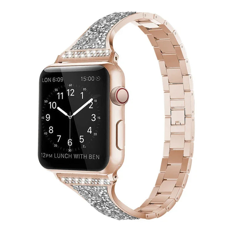 สายหนังประดับเพชรสำหรับ Apple Watch Series, 7 41มม. / 6&SE&5&4 40มม. / 3&2&1 38มม., 7 45มม. / 6&SE&5&4 44มม. / 3&2&1 42มม.