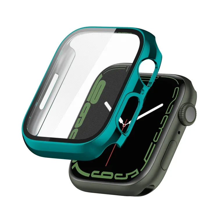 เคสกันกระแทก PC ชุบอิเล็กโทรไลต์ พร้อมฟิล์มกระจกนิรภัย สำหรับ Apple Watch Series 9 / 8 / 7 ขนาด 41 มม., สำหรับ Apple Watch Series 9 / 8 / 7 ขนาด 45 มม.