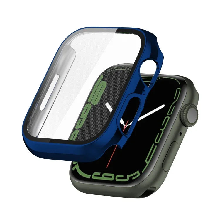 เคสกันกระแทก PC ชุบอิเล็กโทรไลต์ พร้อมฟิล์มกระจกนิรภัย สำหรับ Apple Watch Series 9 / 8 / 7 ขนาด 41 มม., สำหรับ Apple Watch Series 9 / 8 / 7 ขนาด 45 มม.