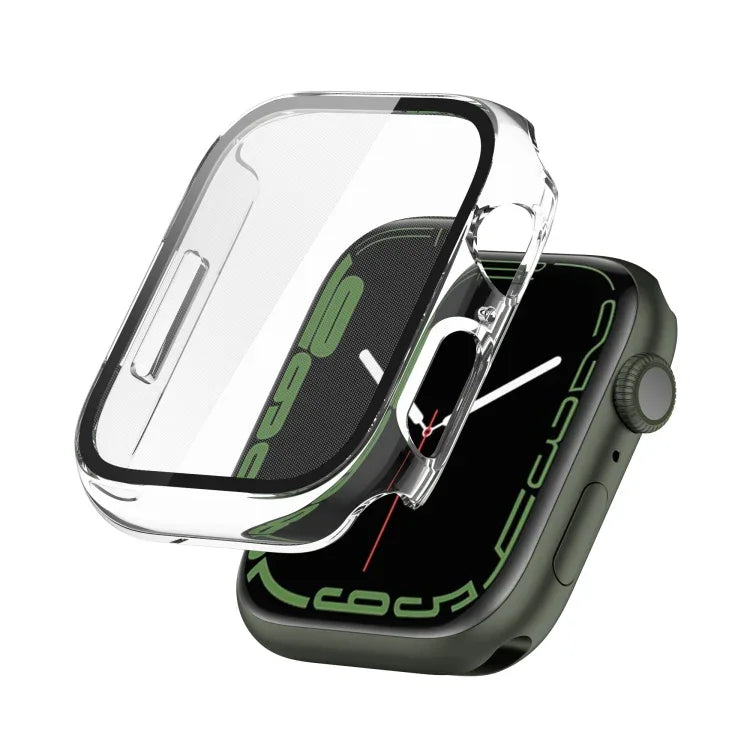 เคสกันกระแทก PC ชุบอิเล็กโทรไลต์ พร้อมฟิล์มกระจกนิรภัย สำหรับ Apple Watch Series 9 / 8 / 7 ขนาด 41 มม., สำหรับ Apple Watch Series 9 / 8 / 7 ขนาด 45 มม.