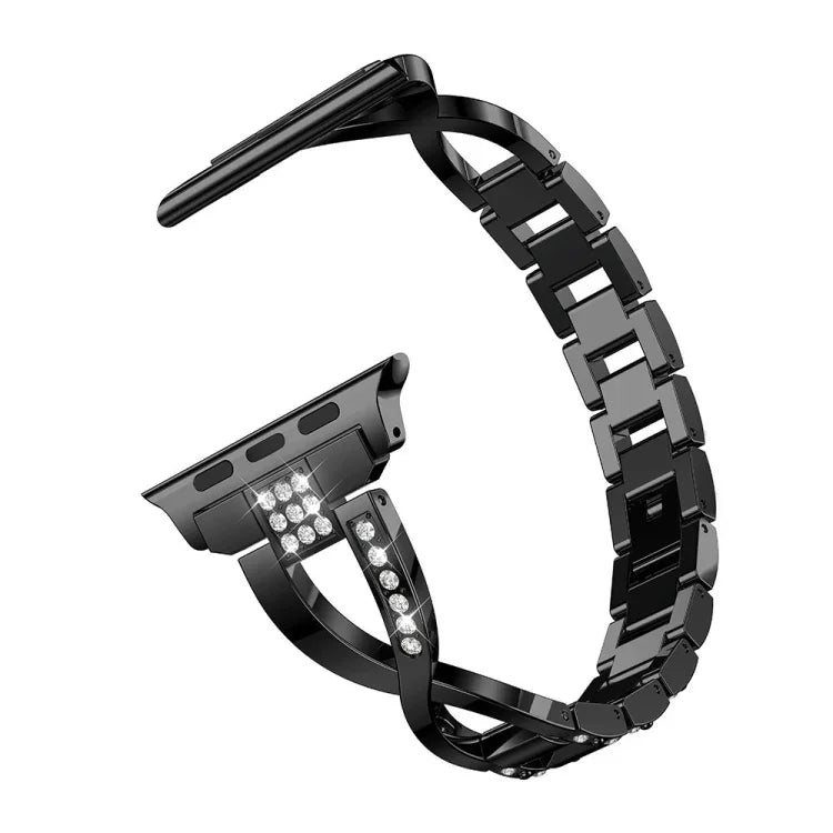 สายสแตนเลสสตีลประดับเพชร สำหรับ Apple Watch Series, 7 ขนาด 41 มม. / 6&SE&5&4 ขนาด 40 มม. / 3&2&1 ขนาด 38 มม., 7 ขนาด 45 มม. / 6&SE&5&4 ขนาด 44 มม. / 3&2&1 ขนาด 42 มม.