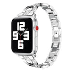 สายสแตนเลสสตีลประดับเพชร สำหรับ Apple Watch Series, 7 ขนาด 41 มม. / 6&SE&5&4 ขนาด 40 มม. / 3&2&1 ขนาด 38 มม., 7 ขนาด 45 มม. / 6&SE&5&4 ขนาด 44 มม. / 3&2&1 ขนาด 42 มม.