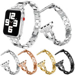 สายสแตนเลสสตีลประดับเพชร สำหรับ Apple Watch Series, 7 ขนาด 41 มม. / 6&SE&5&4 ขนาด 40 มม. / 3&2&1 ขนาด 38 มม., 7 ขนาด 45 มม. / 6&SE&5&4 ขนาด 44 มม. / 3&2&1 ขนาด 42 มม.