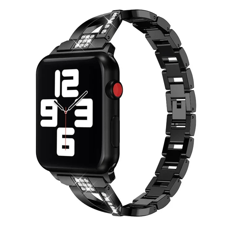 สายสแตนเลสสตีลประดับเพชร สำหรับ Apple Watch Series, 7 ขนาด 41 มม. / 6&SE&5&4 ขนาด 40 มม. / 3&2&1 ขนาด 38 มม., 7 ขนาด 45 มม. / 6&SE&5&4 ขนาด 44 มม. / 3&2&1 ขนาด 42 มม.