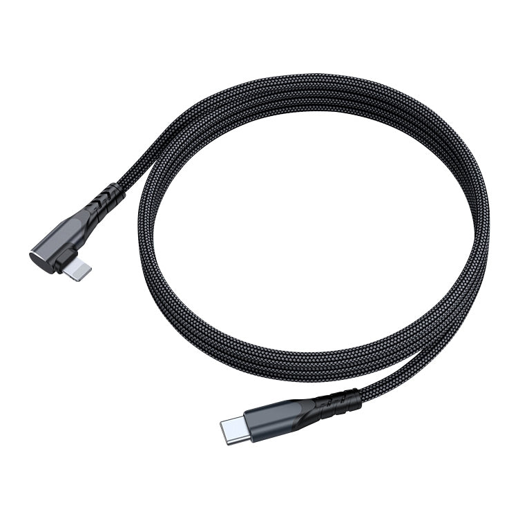 สายข้อมูลโทรศัพท์มือถือ 6A PD 20W USB-C / Type-C เป็น 8 Pin แบบข้อศอก ความยาว 1 เมตรและ 2 เมตร