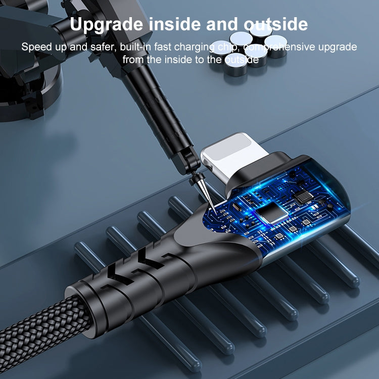 สายข้อมูลโทรศัพท์มือถือ 6A PD 20W USB-C / Type-C เป็น 8 Pin แบบข้อศอก ความยาว 1 เมตรและ 2 เมตร