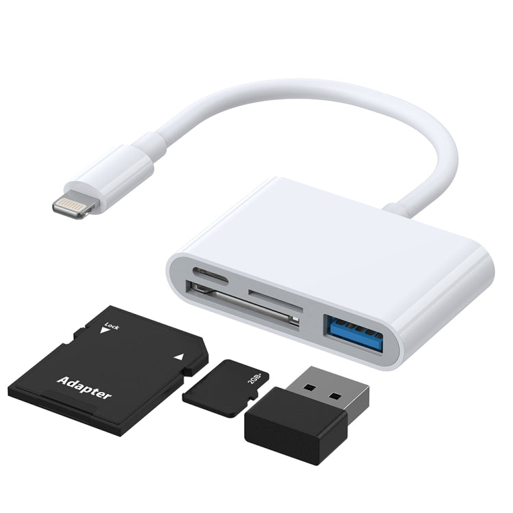 อะแดปเตอร์อ่านการ์ด JOYROOM S-H142 4 in 1 จาก 8 Pin เป็น SD / TF Card + ชาร์จ 8 Pin + อินเทอร์เฟซ USB OTG
