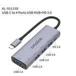 amalink 95119D HUB Docking Station อเนกประสงค์ Type-C / USB-C ถึง 4 พอร์ต USB + PD 3.0, 95119D