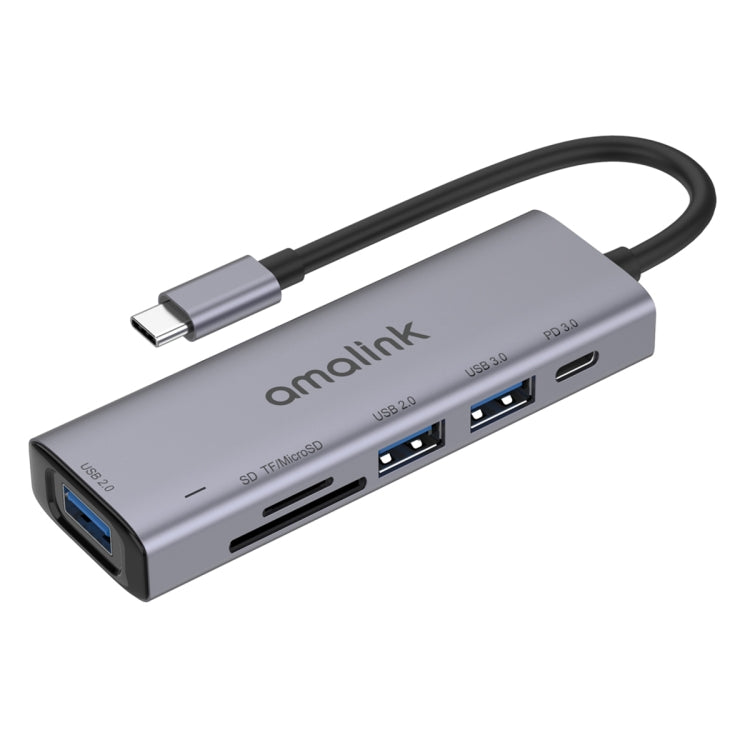 amalink 95120D HUB Docking Station อเนกประสงค์ Type-C / USB-C ถึง SD/TF + 3 พอร์ต USB + PD 3.0, 95120D