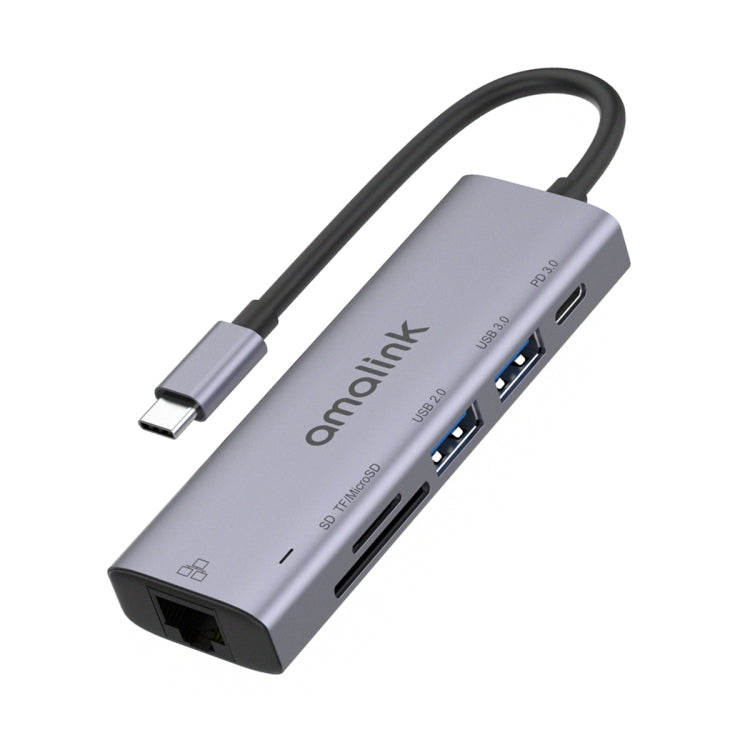 amalink 95122D HUB อเนกประสงค์ Type-C / USB-C ถึง RJ45 + 2 พอร์ต USB + PD 3.0, 95122D