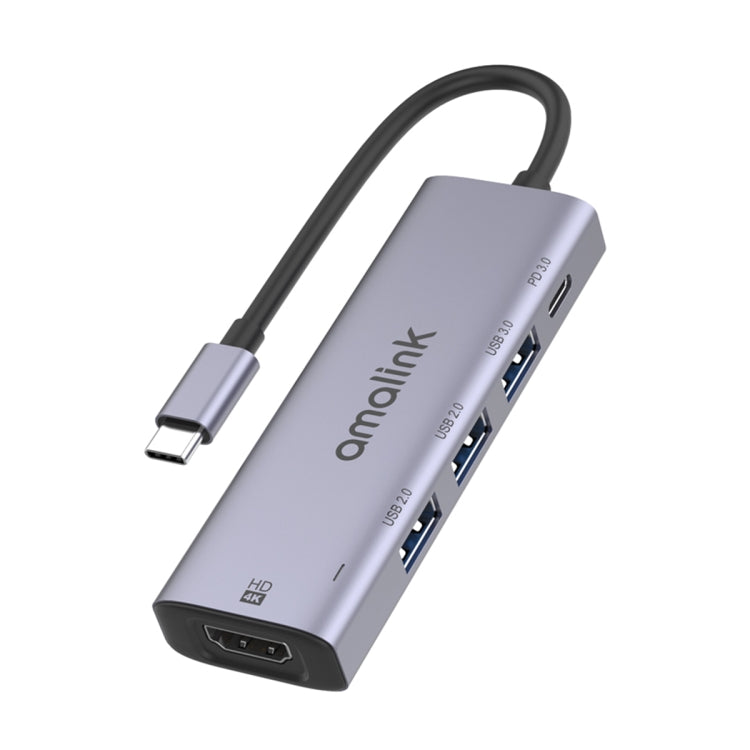 amalink 95123D HUB อเนกประสงค์ Type-C / USB-C ถึง HDMI + 3 พอร์ต USB + PD 3.0, 95123D