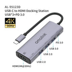 amalink 95123D HUB อเนกประสงค์ Type-C / USB-C ถึง HDMI + 3 พอร์ต USB + PD 3.0, 95123D