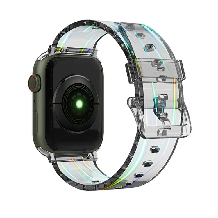 สายซิลิโคนใสสีสันสดใสสำหรับ Apple Watch Series, 7 ขนาด 45 มม. / 6 & SE & 5 & 4 ขนาด 44 มม. / 3 & 2 & 1 ขนาด 42 มม., 7 ขนาด 41 มม. / 6 & SE & 5 & 4 ขนาด 40 มม. / 3 & 2 & 1 ขนาด 38 มม.
