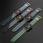สายซิลิโคนใสสีสันสดใสสำหรับ Apple Watch Series, 7 ขนาด 45 มม. / 6 & SE & 5 & 4 ขนาด 44 มม. / 3 & 2 & 1 ขนาด 42 มม., 7 ขนาด 41 มม. / 6 & SE & 5 & 4 ขนาด 40 มม. / 3 & 2 & 1 ขนาด 38 มม.