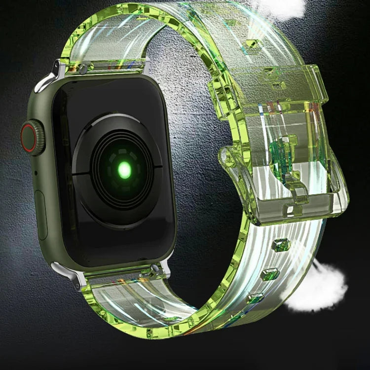สายซิลิโคนใสสีสันสดใสสำหรับ Apple Watch Series, 7 ขนาด 45 มม. / 6 & SE & 5 & 4 ขนาด 44 มม. / 3 & 2 & 1 ขนาด 42 มม., 7 ขนาด 41 มม. / 6 & SE & 5 & 4 ขนาด 40 มม. / 3 & 2 & 1 ขนาด 38 มม.