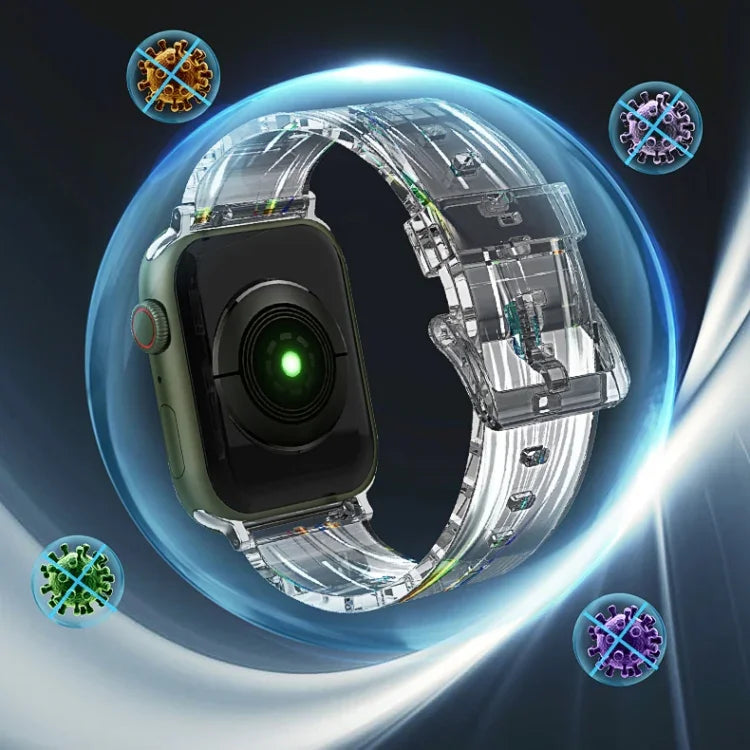 สายซิลิโคนใสสีสันสดใสสำหรับ Apple Watch Series, 7 ขนาด 45 มม. / 6 & SE & 5 & 4 ขนาด 44 มม. / 3 & 2 & 1 ขนาด 42 มม., 7 ขนาด 41 มม. / 6 & SE & 5 & 4 ขนาด 40 มม. / 3 & 2 & 1 ขนาด 38 มม.