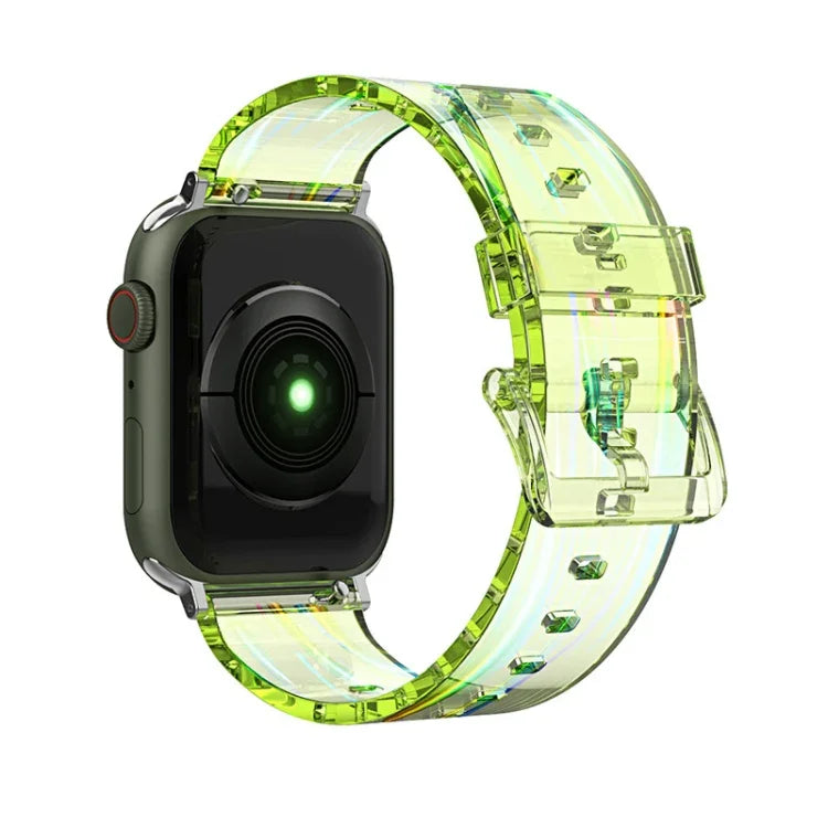 สายซิลิโคนใสสีสันสดใสสำหรับ Apple Watch Series, 7 ขนาด 45 มม. / 6 & SE & 5 & 4 ขนาด 44 มม. / 3 & 2 & 1 ขนาด 42 มม., 7 ขนาด 41 มม. / 6 & SE & 5 & 4 ขนาด 40 มม. / 3 & 2 & 1 ขนาด 38 มม.