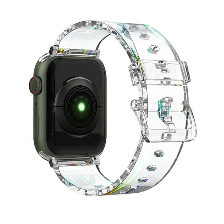 สายซิลิโคนใสสีสันสดใสสำหรับ Apple Watch Series, 7 ขนาด 45 มม. / 6 & SE & 5 & 4 ขนาด 44 มม. / 3 & 2 & 1 ขนาด 42 มม., 7 ขนาด 41 มม. / 6 & SE & 5 & 4 ขนาด 40 มม. / 3 & 2 & 1 ขนาด 38 มม.
