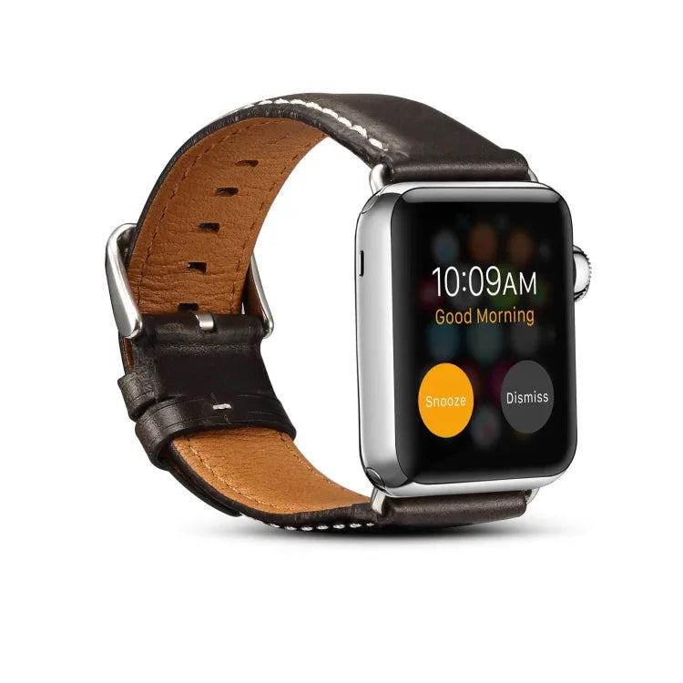 สายหนังวัวแท้เคลือบแว็กซ์ออยล์สไตล์เรโทร สำหรับ Apple Watch Series, สำหรับ Apple Watch Series 5