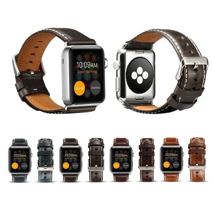 สายหนังวัวแท้เคลือบแว็กซ์ออยล์สไตล์เรโทร สำหรับ Apple Watch Series, สำหรับ Apple Watch Series 5
