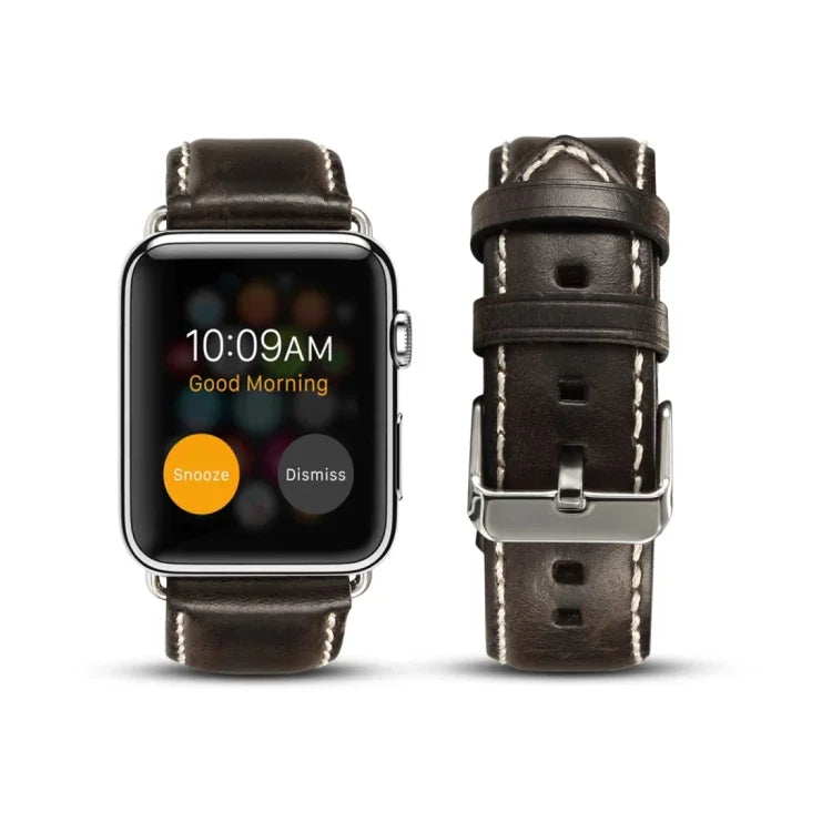 สายหนังวัวแท้เคลือบแว็กซ์ออยล์สไตล์เรโทร สำหรับ Apple Watch Series, สำหรับ Apple Watch Series 5
