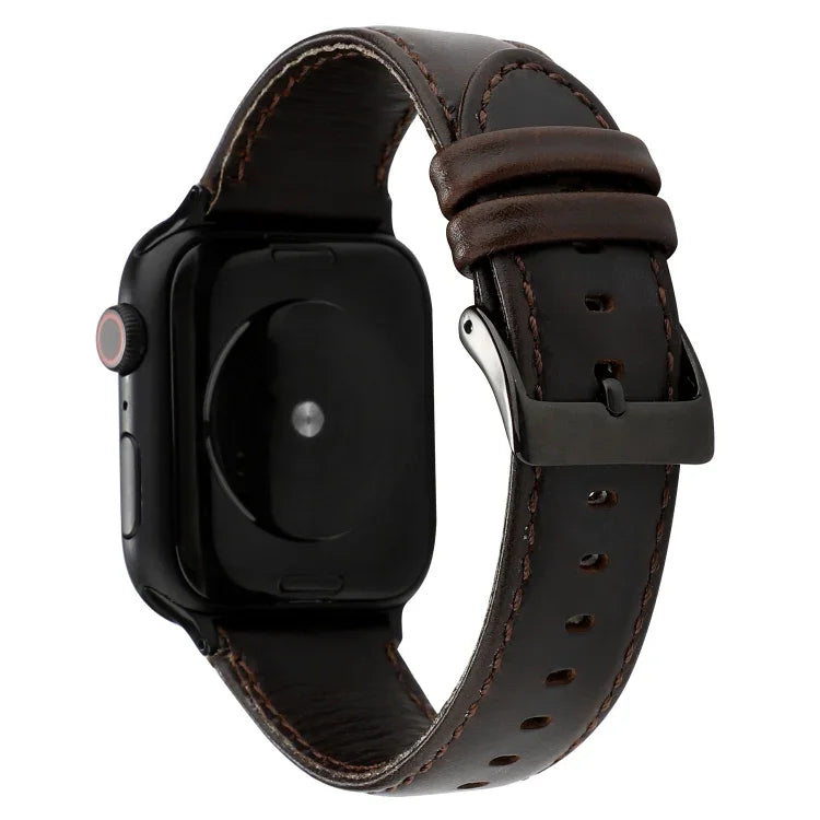 สายหนังแท้ลายม้าบ้าสไตล์แว็กซ์ออยล์ สำหรับ Apple Watch Series, สำหรับ Apple Watch Series 5