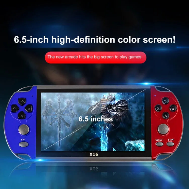 เครื่องเล่นเกมพกพาคลาสสิกหน้าจอ 6.5 นิ้ว X16 พร้อมหน่วยความจำ 8GB, X16 8GB 6.5 นิ้ว