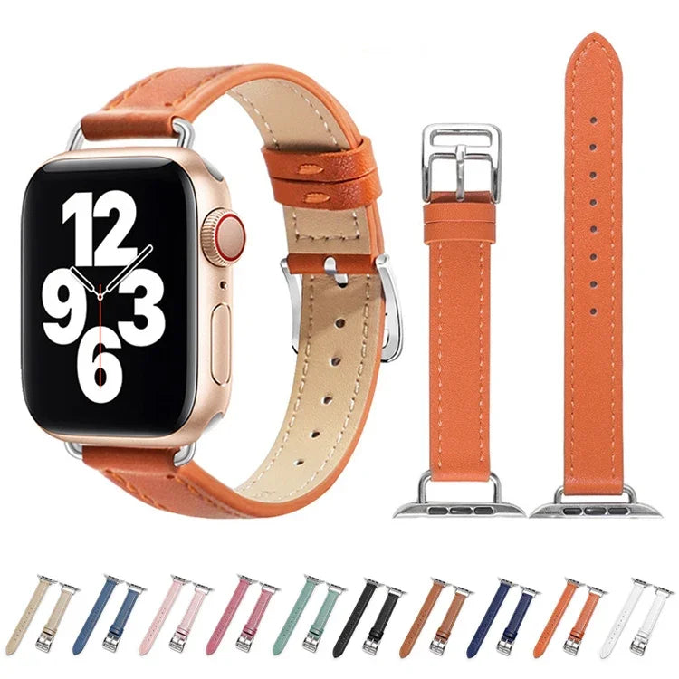 สายหนังวัวขนาด 14 มม. สำหรับ Apple Watch Series, 7 ขนาด 41 มม./6&SE&5&4 ขนาด 40 มม./3&2&1 ขนาด 38 มม., 7 ขนาด 45 มม./6&SE&5&4 ขนาด 44 มม./3&2&1 ขนาด 42 มม.
