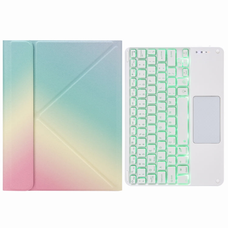 เคสหนังคีย์บอร์ดบลูทูธแบบมีไฟส่องหลัง H-102CS พร้อมที่วางพับสามตอนด้านหลัง สำหรับ iPad 10.2 ปี 2020 & 2019 / Pro 10.5 นิ้ว