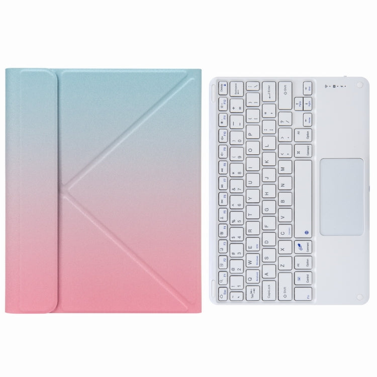 เคสหนังคีย์บอร์ดบลูทูธแบบสัมผัส H-097C พร้อมที่วางพับสามตอนด้านหลัง สำหรับ iPad 9.7 ปี 2018 & 2017, สำหรับ iPad Pro 11 นิ้ว ปี 2021 & 2020 & 2018 / Air 2020 10.9