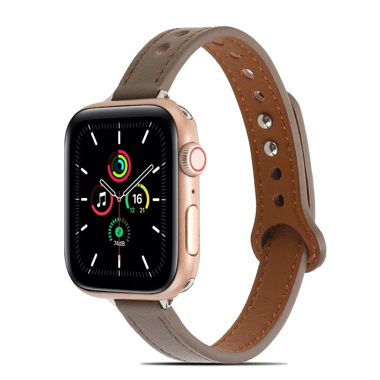 สายหนังหมุดคู่สำหรับ Apple Watch Series, 7 ขนาด 41 มม. / 6&SE&5&4 ขนาด 40 มม. / 3&2&1 ขนาด 38 มม., 7 ขนาด 45 มม. / 6&SE&5&4 ขนาด 44 มม. / 3&2&1 ขนาด 42 มม.