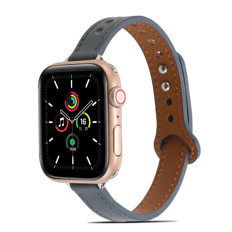 สายหนังหมุดคู่สำหรับ Apple Watch Series, 7 ขนาด 41 มม. / 6&SE&5&4 ขนาด 40 มม. / 3&2&1 ขนาด 38 มม., 7 ขนาด 45 มม. / 6&SE&5&4 ขนาด 44 มม. / 3&2&1 ขนาด 42 มม.