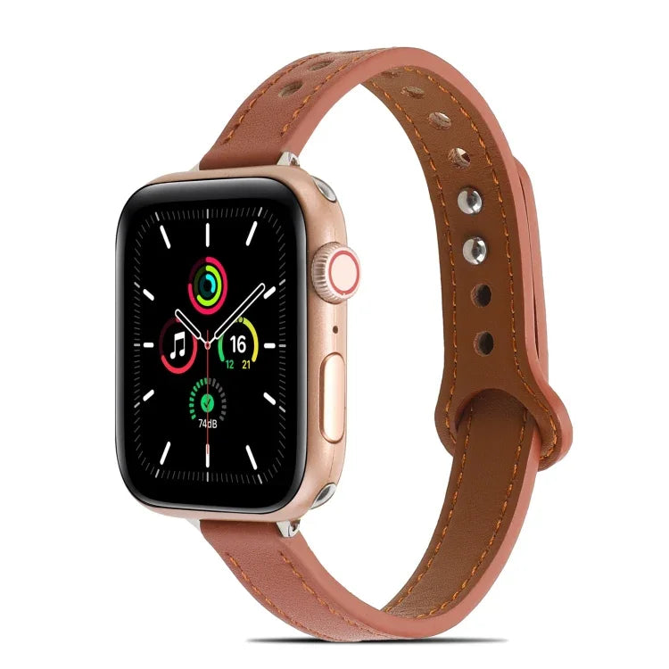 สายหนังหมุดคู่สำหรับ Apple Watch Series, 7 ขนาด 41 มม. / 6&SE&5&4 ขนาด 40 มม. / 3&2&1 ขนาด 38 มม., 7 ขนาด 45 มม. / 6&SE&5&4 ขนาด 44 มม. / 3&2&1 ขนาด 42 มม.