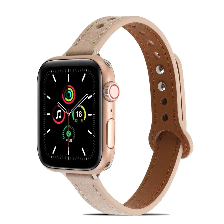 สายหนังหมุดคู่สำหรับ Apple Watch Series, 7 ขนาด 41 มม. / 6&SE&5&4 ขนาด 40 มม. / 3&2&1 ขนาด 38 มม., 7 ขนาด 45 มม. / 6&SE&5&4 ขนาด 44 มม. / 3&2&1 ขนาด 42 มม.