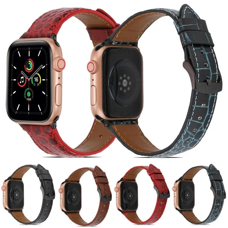สายหนังลายจระเข้สำหรับ Apple Watch Series, 7 ขนาด 41 มม. / 6&SE&5&4 ขนาด 40 มม. / 3&2&1 ขนาด 38 มม., 7 ขนาด 45 มม. / 6&SE&5&4 ขนาด 44 มม. / 3&2&1 ขนาด 42 มม.