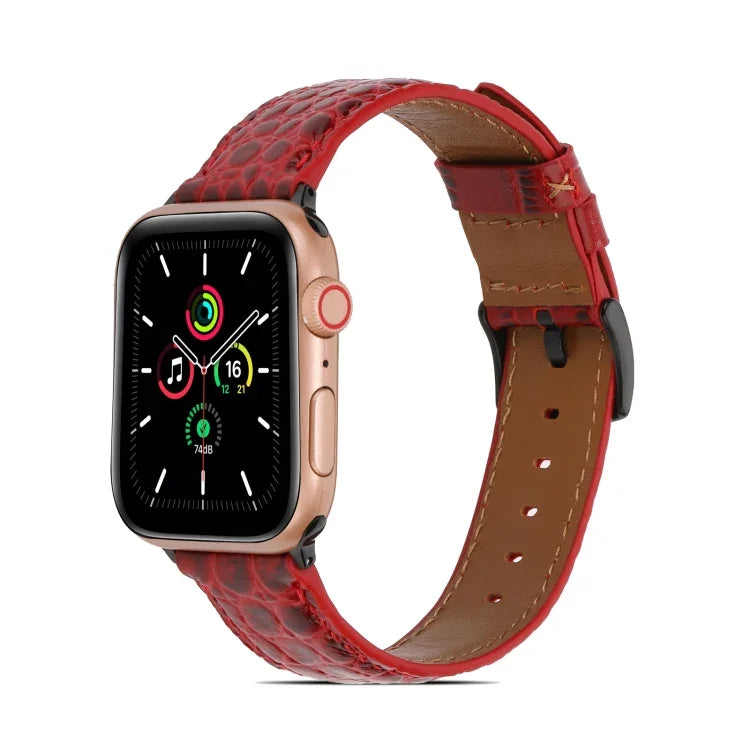 สายหนังลายจระเข้สำหรับ Apple Watch Series, 7 ขนาด 41 มม. / 6&SE&5&4 ขนาด 40 มม. / 3&2&1 ขนาด 38 มม., 7 ขนาด 45 มม. / 6&SE&5&4 ขนาด 44 มม. / 3&2&1 ขนาด 42 มม.