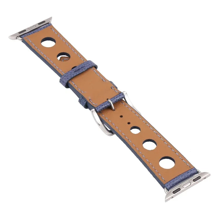 สายหนัง PU หัวเข็มขัดสีเงิน สำหรับ Apple Watch Series, 7 41mm / 6&SE&5&4 40mm / 3&2&1 38mm, 7 45mm / 6&SE&5&4 44mm / 3&2&1 42mm